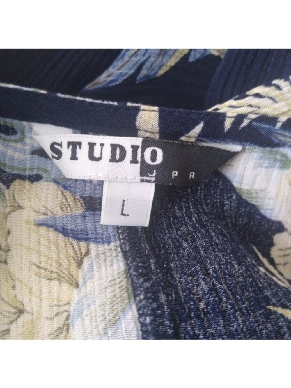 Studio JPR Textured Floral Dress, Navy,/Pale Blue/Cream, Size Large - Picture 6 of 8
